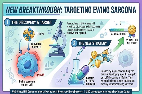 Researchers At UNC Receive Grant To Target OTUD7A As A Novel Therapeutic Strategy for Ewing Sarcoma